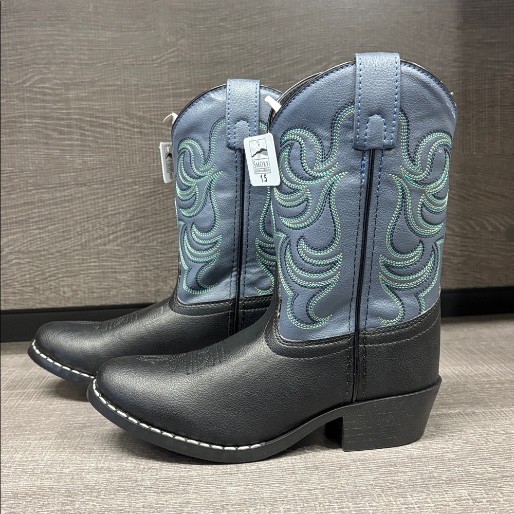 Youth Smoky Mountain Monterey Western/Cowboy Boots (Blue/Black) - Size 1.5